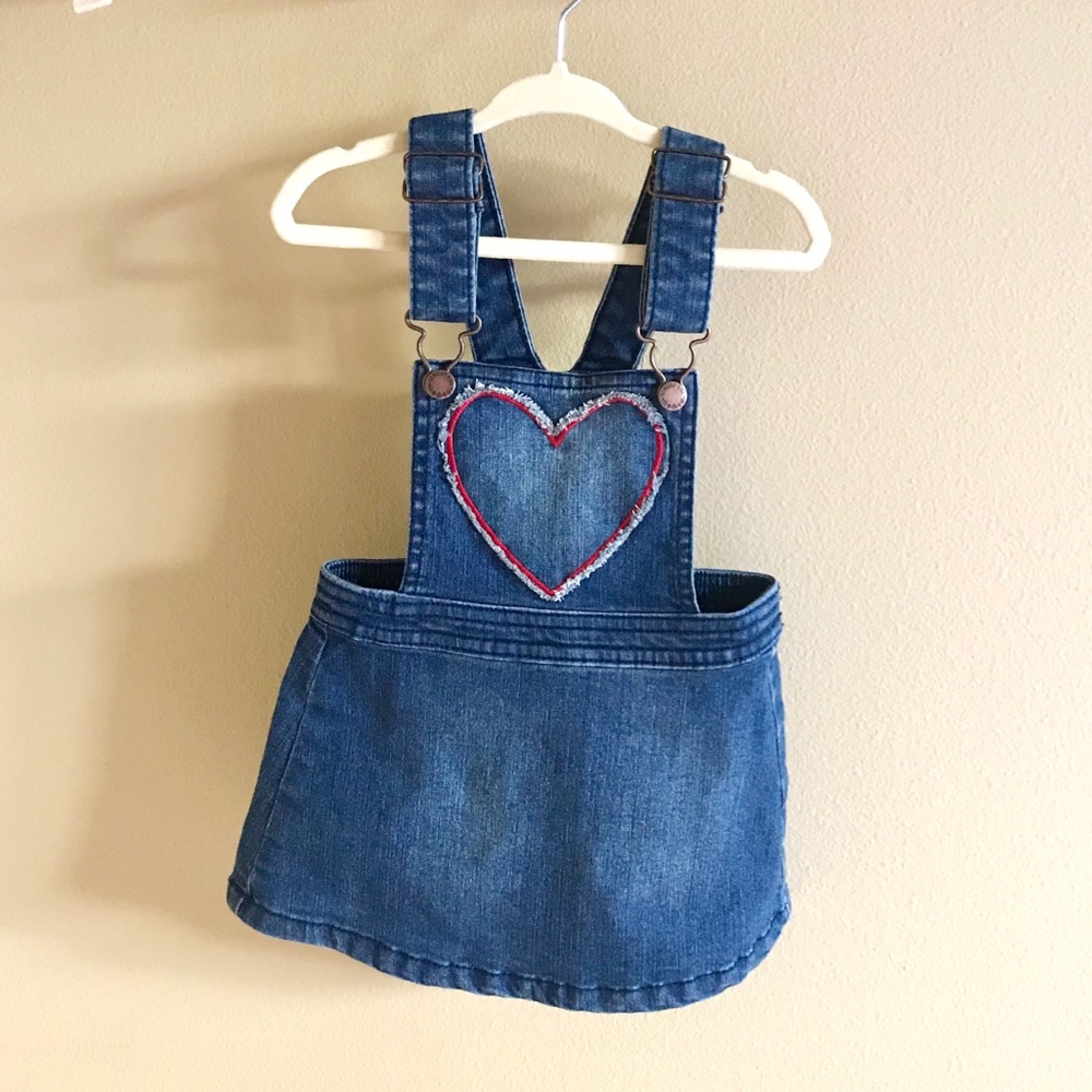 NWOT Genuine Kids Denim Heart Overall Dress